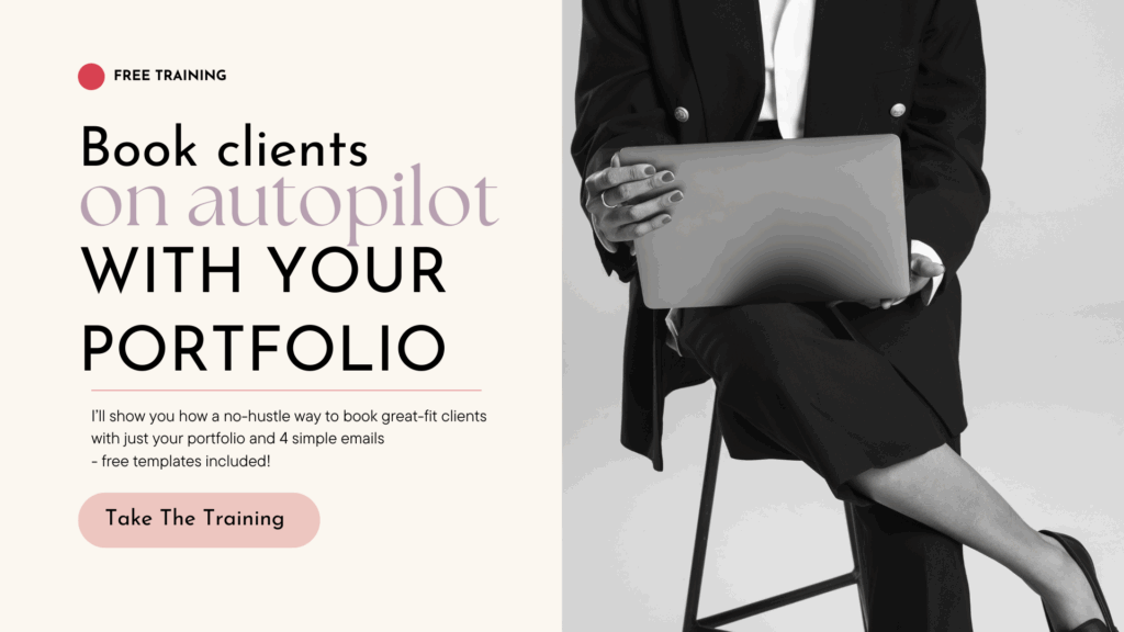 Click to access free training for interior designers: how to get clients with portfolio and emails
