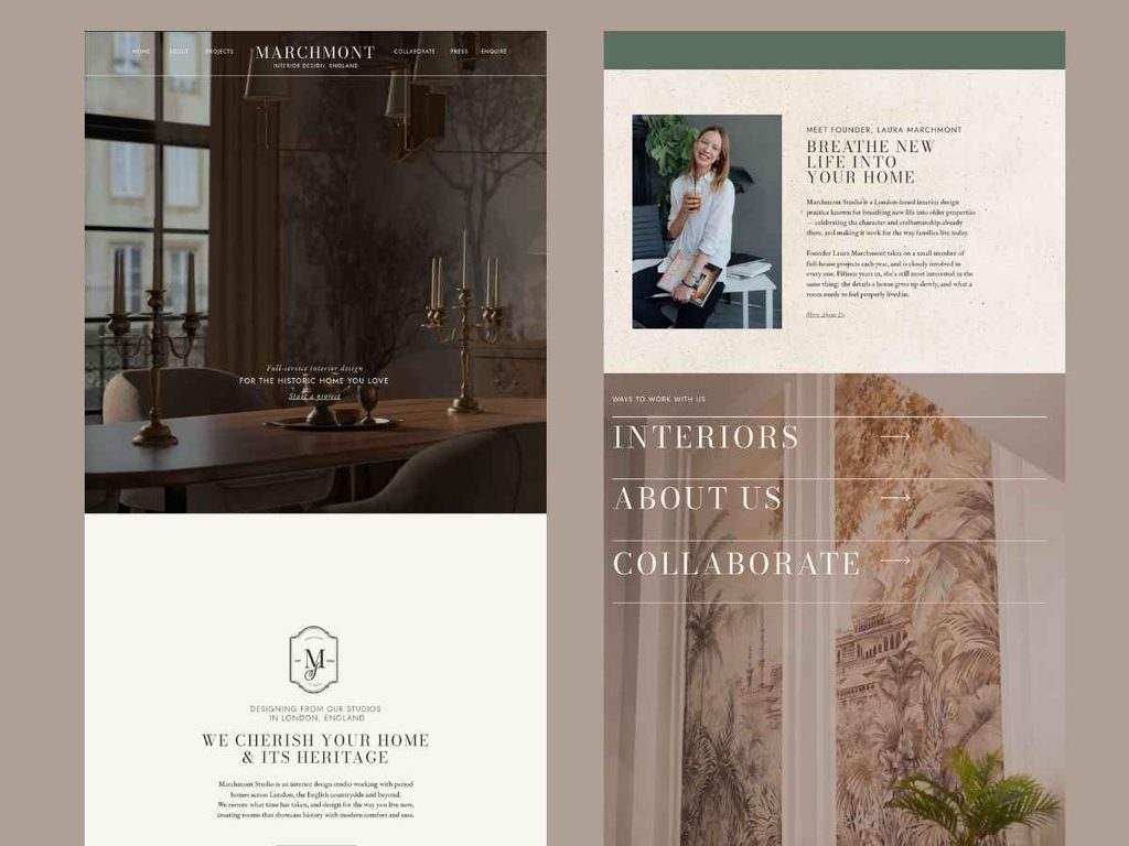 Interior designer website designed to stand out from other designers