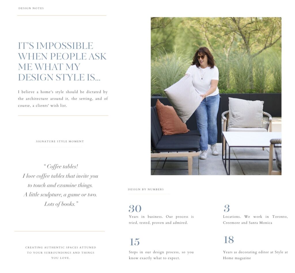 Interior designer Kimberley Seldon's editorial about page design