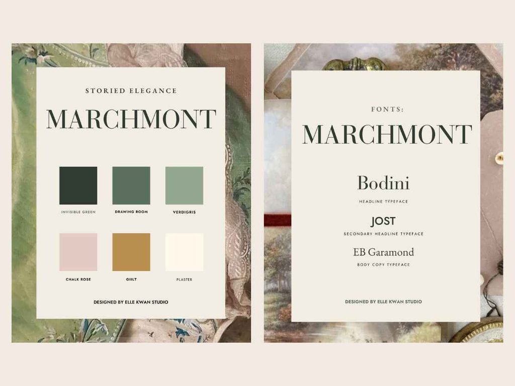 Interior design mood board to prepare for a website project