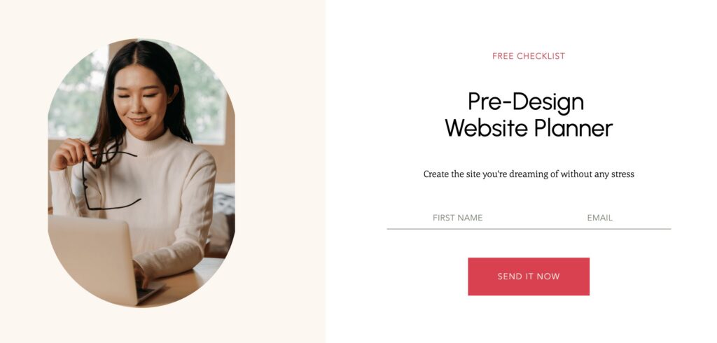 Sign up form image for a pre-design website planning checklist